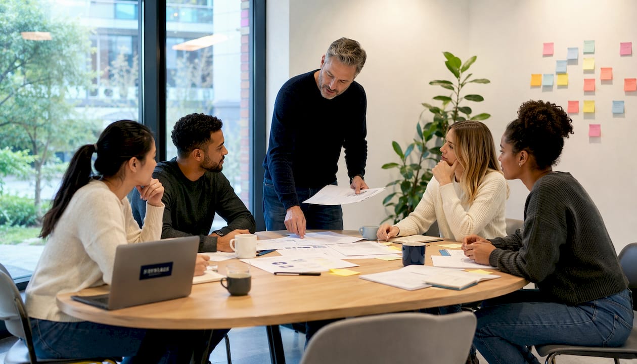 Austausch zur Einarbeitung neuer Teammitglieder im Büro