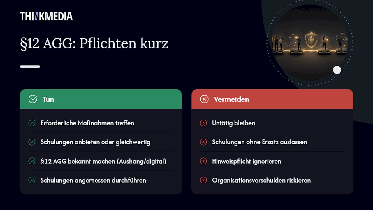 Rechtliche Einordnung: Was § 12 AGG verlangt — overview diagram