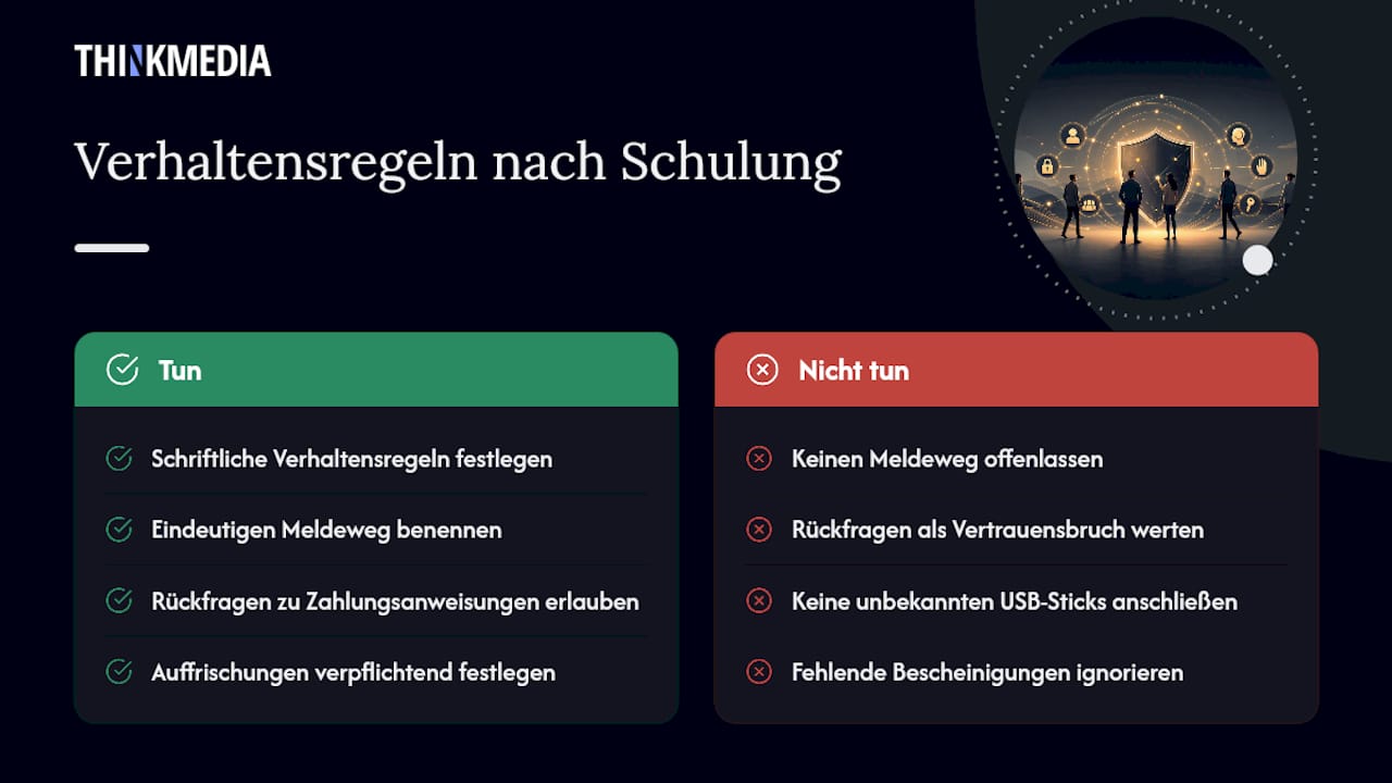 Verhaltensregeln und Compliance nach der Schulung — overview diagram